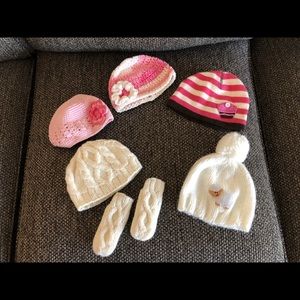 Baby Girl Hats/Mitten set